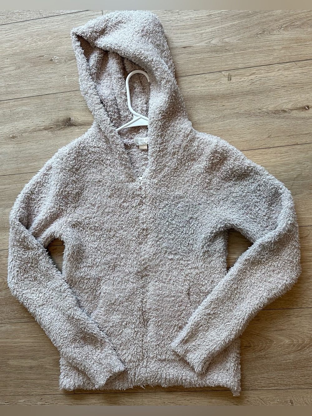 Barefoot Dreams Plush Sherpa Hoodie in Light Taupe - Picture 2 of 8